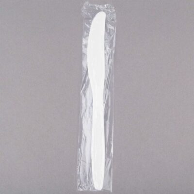 Table Accents Plastic Knives – Regular, White, Wrapped, 1000 pcs