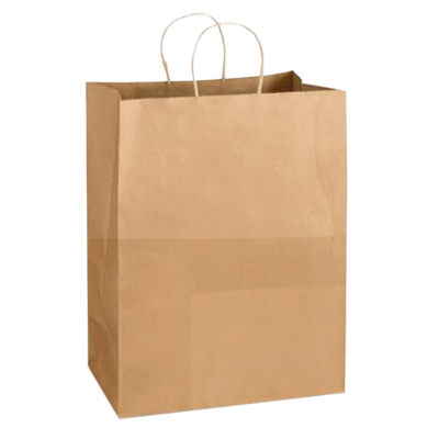 Paper Shopping Bags with Handle – 12″ x 7″ x 17″, Kraft, 300/Case
