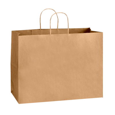 Paper Shopping Bags with Handles – 16″ x 6″ x 12″, Kraft, 250/Case