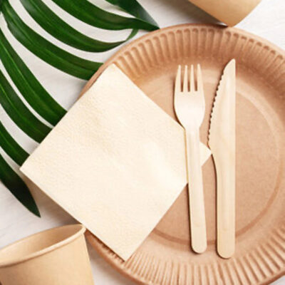 Koality Wooden Cutlery Kit – Fork, Knife, Napkin, 250 sets