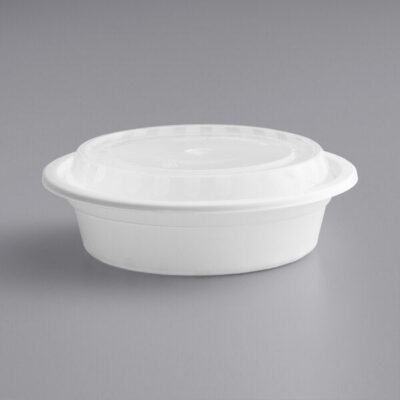 Dynasco Microwavable Container Round Combo, 7”, 150 set #32 oz, #White, #R-32W