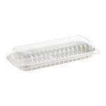 Koality Full Slab Rib Container – MFPP Base, Vented, Dome PP Lid, White, 16.6 in x 7.3 in x 2.3 in, 100 Sets