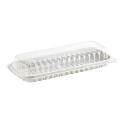 Koality Full Slab Rib Container – MFPP Base, Vented, Dome PP Lid, White, 16.6 in x 7.3 in x 2.3 in, 100 Sets