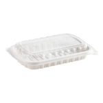 Half Slab Rib Container – MFPP Base, Vented, Dome PP Lid, White, 10 in x 7.1 in x 2.1 in, 90 Sets