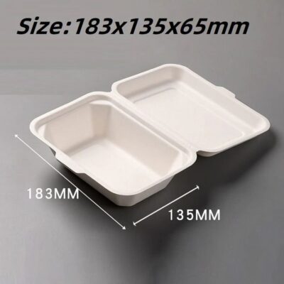 Ecomates Sugarcane Bagasse Container – 7.25″ x 5″ x 2.5″, 600 pcs