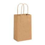 Paper Shopping Bags with Handles – 5″ x 3″ x 8″, Kraft, 250/Case