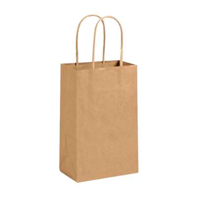 Paper Shopping Bags with Handles – 5″ x 3″ x 8″, Kraft, 250/Case