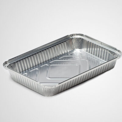 Dynasco Foil Rectangular Takeout Container – 1.5 lb, Shallow, 8.5″ x 6″ x 1.45″, 500/Case