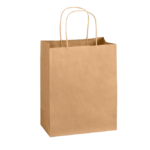 Paper Shopping Bags with Handles – 8″ x 4″ x 10″, Kraft, 250/Case
