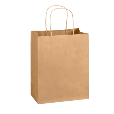 Paper Shopping Bags with Handles – 8″ x 4″ x 10″, Kraft, 250/Case