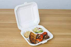 Pebble MFPP Microwave Clamshell Container – Slide-In, 3-Comp, 8 in x 8 in x 3 in, 150/Case