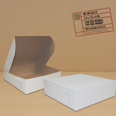 Mark’s Choice Cake Box – White, 12″ x 12″ x 4″, 100/Case