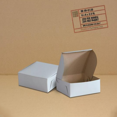 Mark’s Choice Cake Box – White, 6″ x 6″ x 2.5″, 250/Case