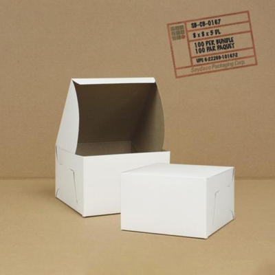 Mark’s Choice Cake Box – White, 8″ x 8″ x 5″, 100/Case
