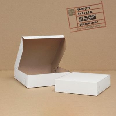 Mark’s Choice Cake Box – White, 9″ x 9″ x 2.5″, 250/Case