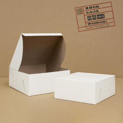 Mark’s Choice Cake Box – White, 9″ x 9″ x 4″, 200/Case