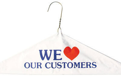Caped Hangers – Printed, White, 16″, 13G, 500/Case