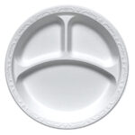 Pebble Plate – 10.25″, White, 3-Comp, Ivory, 400/Case