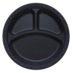 Pebble Plate – 10.25″, Black, 3-Comp, Ivory, 400/Case