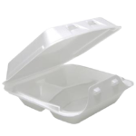 Packtiv Foam Food Container – 3-Comp, 7.5″ x 8″ x 2.6″, 150/Case