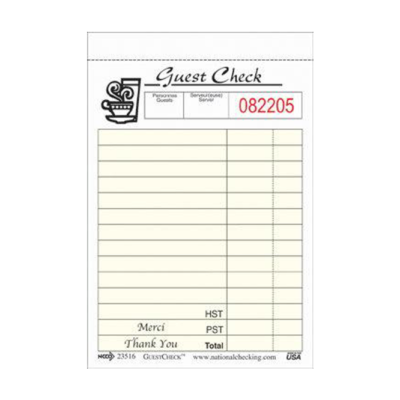 Hypax Guest Check – Bilingual, Single Copy, 3.4″ x 5.1″, 10 packs