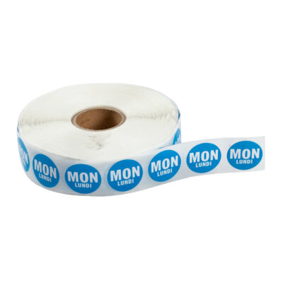 MONDAY Food Rotation Labels – Round, Monday, 3.4 in, 2000 pcs per roll, 2 rolls per box
