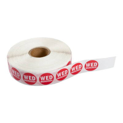 WEDNESDAY Food Rotation Labels – Round, 3.4 in, 2000 pcs per roll, 2 rolls per box