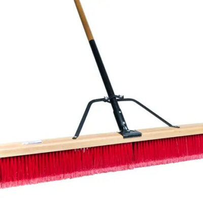 Ryno Push Broom with Handle – Medium Duty, Red, 48″