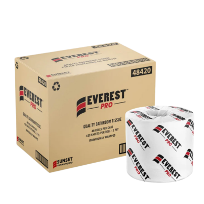 Everest Pro Toilet Tissue Roll – 2-Ply, 420 Sheets/Roll, 48 Rolls/Case – 48420