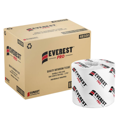 Everest Pro Toilet Tissue – 2-Ply, 500 sheets, 48 rolls