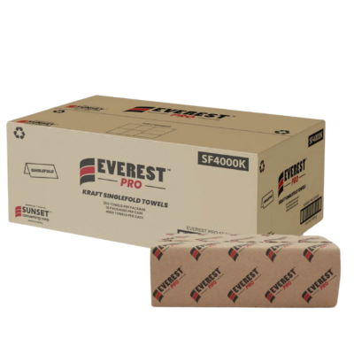 Everest Pro Single-Fold Hand Towel Sheets – Kraft, 4000/Case