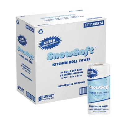 Snowsoft Kitchen Towels – 2-Ply, 8″ x 11″, 85 sheets, 24 rolls