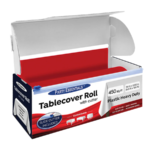 Plastic Heavy-Duty Table Cover Roll – Red, 54 in x 100 ft, With Cutters, 1 Roll/Box