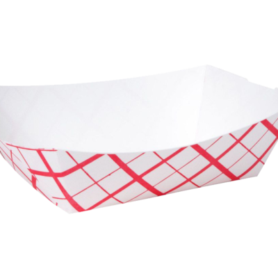 SQP Paper Food Trays No. 200 – 2 lb, Red Checkered, 1000/Case