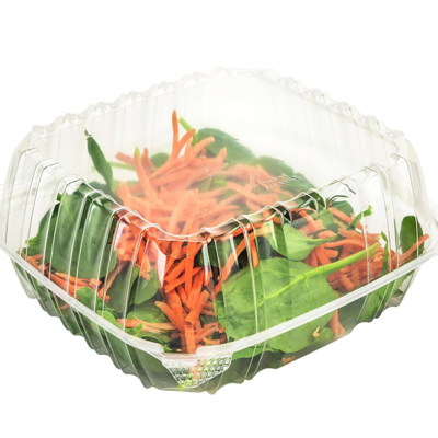 Hinged Plastic Salad Container – 8″ x 8″ x 3″, 200 pcs