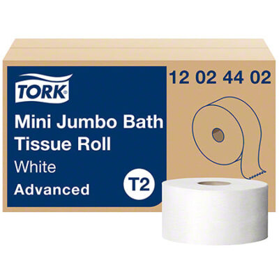 TORK Mini Jumbo Toilet Paper Roll White T2 – 2 Ply, 12 Rolls/Case