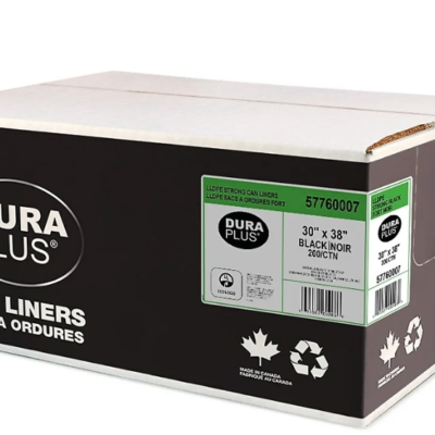 DuraPlus Black Garbage Bags – LLDPE, Strong, 30 in x 38 in, 200/Case
