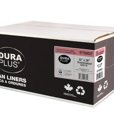 DuraPlus Black Garbage Bags – Ex-Strong, LLDPE, 30″ x 38″, 125/Case