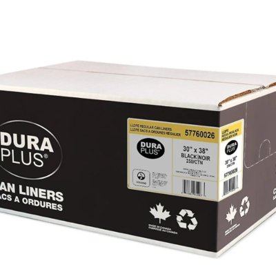 DuraPlus Black Garbage Bags – LLDPE, Regular, 30 in x 38 in, 250/Case