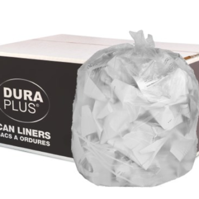 DuraPlus Clear Garbage Bags – LLDPE, Regular, 30 in x 38 in, 250/Case