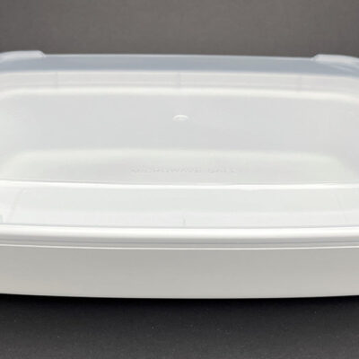 Dynasco Microwavable Rectangular Container Combo – Regular, White, 58 oz, 150 Sets/Case