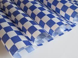 Checker Wax Paper – Blue, Greaseproof, 12″ x 12″, 1000 pcs