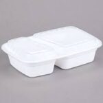 Dynasco Microwavable Rectangular Container Combo – 2-Comp, Regular, White, 38 oz, 150 Sets/Case