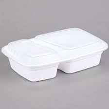 Dynasco Microwavable Rectangular Container Combo – 2-Comp, Regular, White, 38 oz, 150 Sets/Case