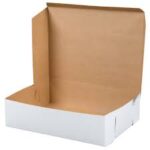 White Quarter Slab Cake Box – 14.5″ x 10″ x 4.5″, 50/Case