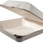 Sugarcane Bagasse Container – 1-Comp, 9″ x 9″ x 3″, 200 pcs