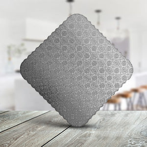 Square Scalloped Edge Cake Board – 9″ x 9″ x 0.045″, Silver, 250/Case