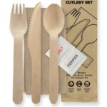 Wooden Cutlery Kit – Fork, Knife, Spoon, Napkin, Salt, Pepper, 500 sets