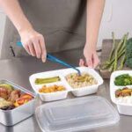 PCM White Rectangular Microwavable Container – Heavy Duty, 3-Comp, Combo Set, 9″, 30 oz, 150 sets