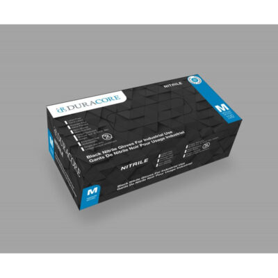 DuraCore Nitrile Gloves – Black, Industrial, 6 Mil, Medium, 100 pcs/Box